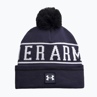 Berretto invernale da uomo Under Armour Halftime Pom Beanie midnight navy/white/white