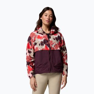Giacca antivento da donna Columbia Spire Valley Printed Windbreaker washed red ikatbloom print/moonvista