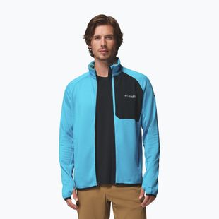 Felpa da trekking da uomo Columbia Triple Canyon Grid Fleece Full Zip II compass blue heather/black