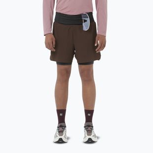 Pantaloncini da corsa da uomo Salomon Sense Aero 2IN1 5 "coffee bean"