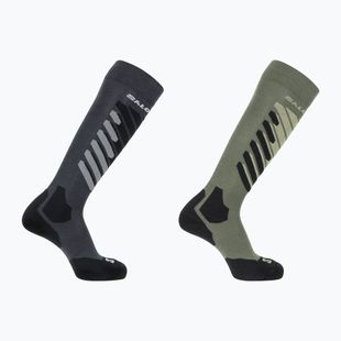 Calze da sci Salomon S/Access 2-Pack anthracite/deep lichen green
