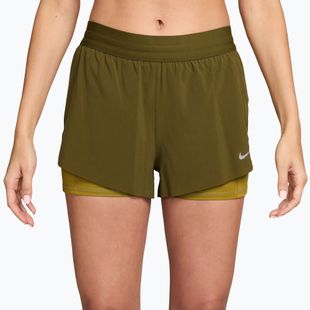 Pantaloncini da running donna Nike Swift Mid-Rise 2in1 Olive Flak/Peat Moss