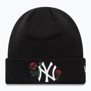 Berretto invernale da donna New Era Sequin Rose Beanie New Yor Yankees nero