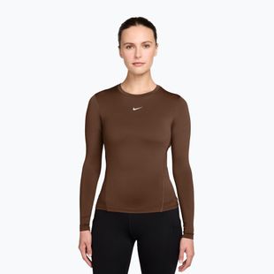Longsleeve da allenamento da donna Nike One Fitted cacao wow/white