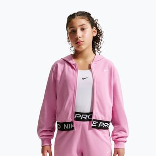 Felpa bambini Nike Pro Fleece pink rise/pink rise/black/white