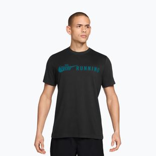Maglia da corsa da uomo Nike Dri-Fit Running T-Shirt black/bright spruce