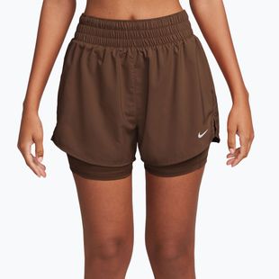 Pantaloncini da donna Nike One Dri-Fit High-Waisted 3" 2In1 cacao wow/white