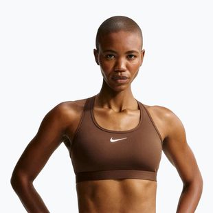 Reggiseno sportivo da donna Nike Swoosh Medium Support cacao wow/white