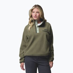 Pile donna Columbia Helvetia II Cropped Half Snap Fleece stone green/safari
