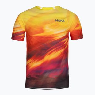 Maglia da corsa da uomo HOKA Race Day Short Sleeve TR PRT hoka citrus print