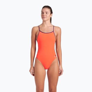 Costume da bagno intero donna arena Lace Back Solid bright coral/plum
