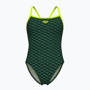 Costume intero Arena Monogram Challenge Back dark sage multi/artic lime da donna