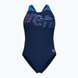 Costume da bagno intero donna arena Flowing V Back navy/turchese