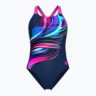 Costume intero donna arena Bloom Swim Pro Back Lb multi navy/navy/ rosa shocking