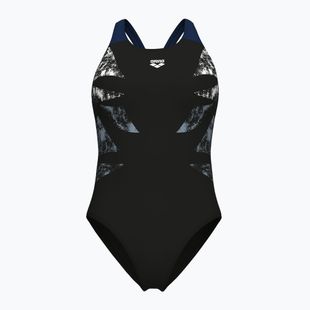 Costume intero donna arena Graphic V Back nero/navy