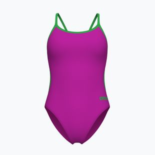 Costume da bagno intero donna Arena Lace Back Solid very fuchsia/team green