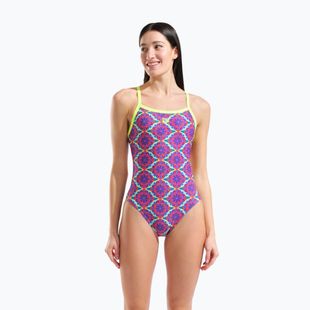 Costume da bagno intero donna arena Floral Challange Back violet multi/artic lime