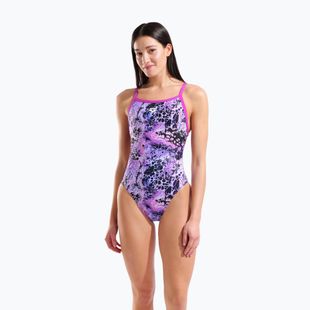 Costume da bagno intero donna arena Earth View Xcriss Cross pink multi/very fuchsia