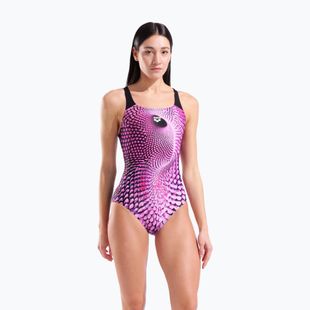 Costume da bagno intero donna arena Peacock Swim Pro Back multi pink/black
