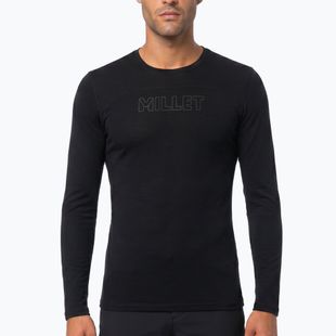 Maglia da trekking a maniche lunghe da uomo Millet Ubic Wool LS Pullover black