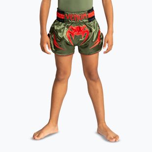 Pantaloncini da allenamento per bambini Venum Inferno Kids Muay Thai army green/orange