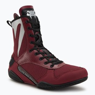 Scarpe da boxe Venum Elite, vino, mele e logo argento