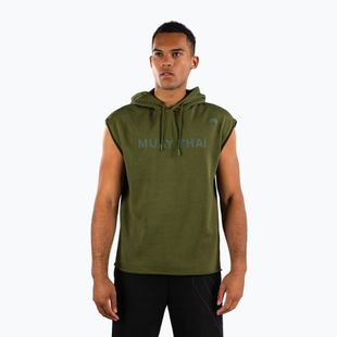 Felpa uomo Venum Muay Thai VT Sleeveless Hoodie military green