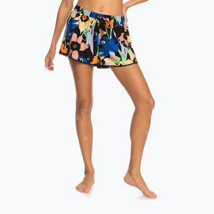 Pantaloncini da bagno donna ROXY Salty Tan antracite fiore jammin