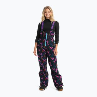 Pantaloni da snowboard donna ROXY X Rowley Insulated Bib true black darkreds floral