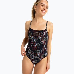 Costume intero donna ROXY Active Basic Printed antracite athletic hibiscus