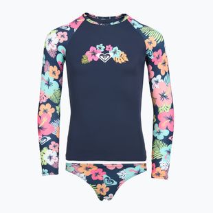 Maglia a maniche lunghe + parte inferiore del costume da bagno ROXY Morning Flower Lycra Set mood indigo morning flowers