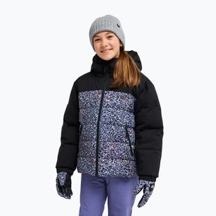 Giacca da snowboard per bambini ROXY Snowyhill Printed Puffy true black wildin out rg