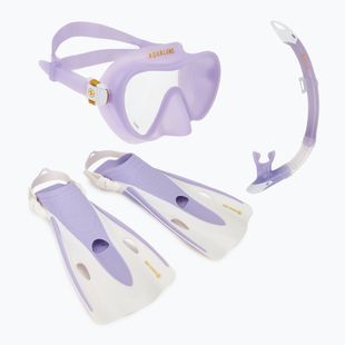 Set da snorkeling Aqualung Nabul maschera + boccaglio + pinne viola traslucido