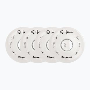 Ruote per pattini a rotelle FR Skates Luminous Led Quad Wheel 62mm/85A Sixies 6LED X4 rainbow/white