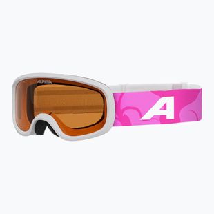 Maschera da sci per bambini Alpina Piney 2.0 white/pink matt