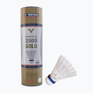 Navette da badminton VICTOR Nylon Shuttle 2000 medium 6 pezzi bianco.