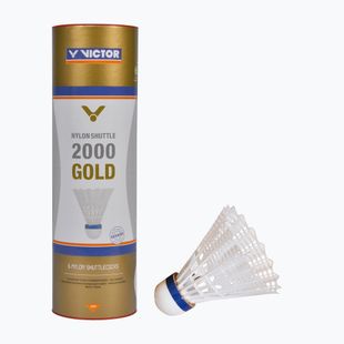 Navette da badminton VICTOR Nylon Shuttle 2000 fast 6 pezzi bianco.