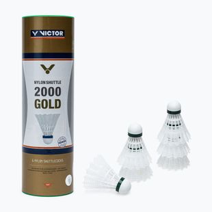 Navette da badminton VICTOR Nylon Shuttle 2000 slow 6 pezzi bianco.