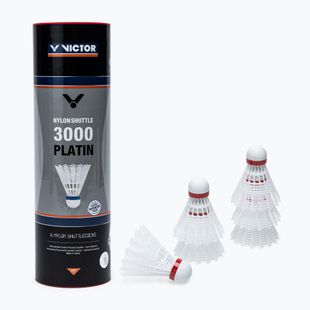 Navette da badminton VICTOR Nylon Shuttle 3000 fast 6 pezzi bianco.