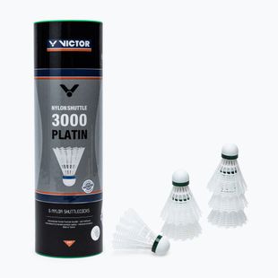 Volano da badminton VICTOR Nylon Shuttle 3000 slow 6 pezzi bianco.
