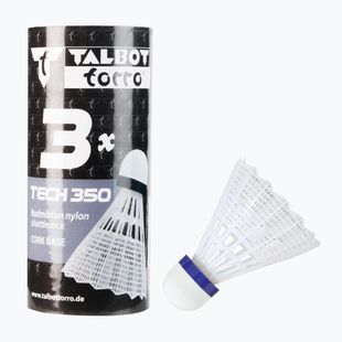 Volano da badminton Talbot-Torro Tech 350 Nylon 3 pezzi bianco.