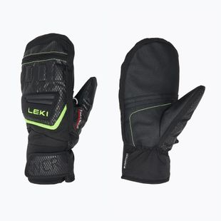 LEKI WCR Team 3D Guanti da sci per bambini Junior Mitt nero/limone ghiaccio