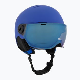 Casco da sci per bambini UVEX Rocket Visor Jr blu opaco/blu specchio/fumo
