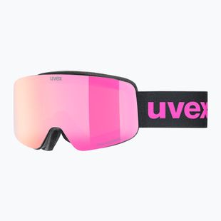 UVEX occhiali da sci per bambini Pwdr FM nero opaco/specchio rosa verde chiaro