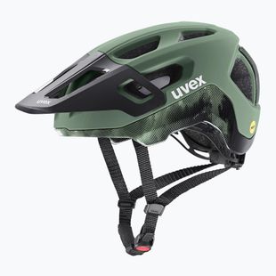 Casco da bici UVEX React MIPS verde muschio/nero opaco