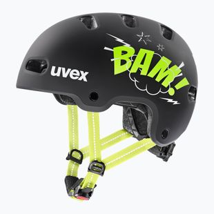 Casco per bambini UVEX Kid 4 Style bam black/lime matt
