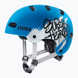 Casco per bambini UVEX Kid 4 Style super hero blue matt