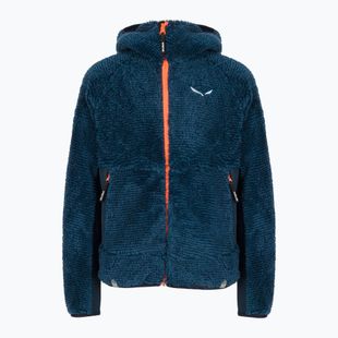 Felpa trekking Salewa da bambino Puez Highloft 2 PL con cappuccio denim scuro/arancio fluo