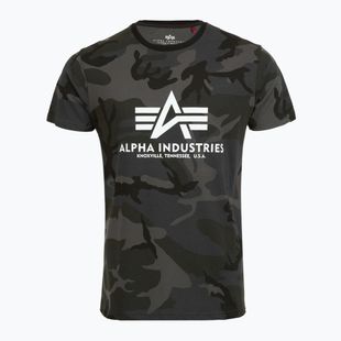 Alpha Industries Basic Camo - Polo mimetica nera da uomo