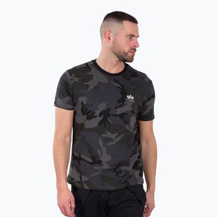 Maglietta Alpha Industries Basic Small Logo Camo Nero Uomo